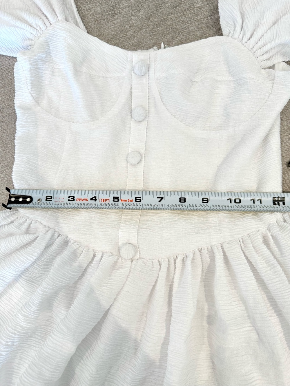 White Ruffle-Hem Mini Dress with Button Front - Picture 7 of 10